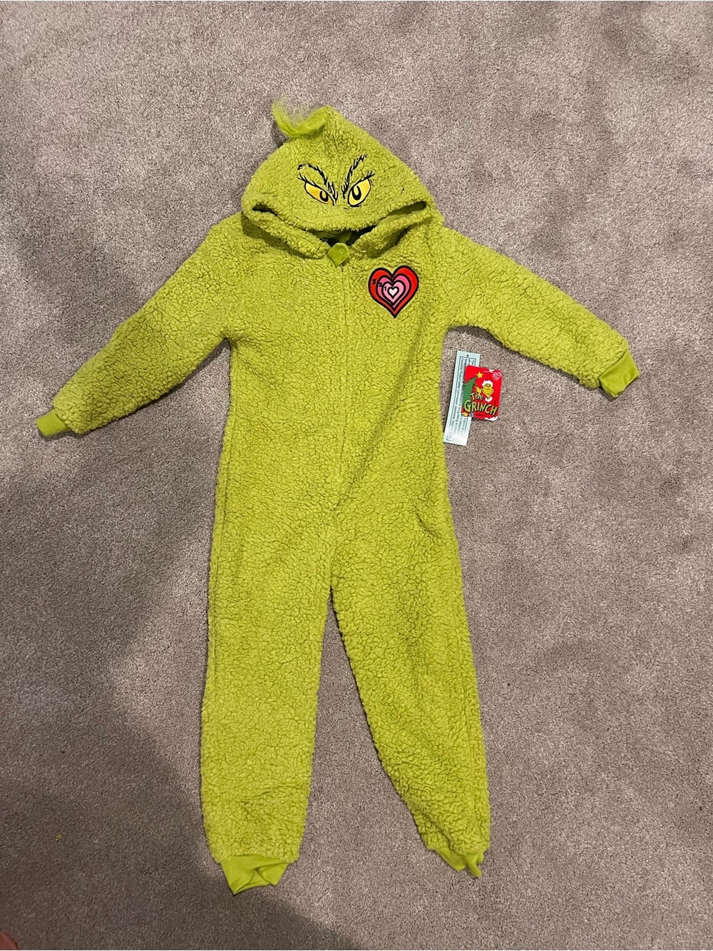 Dr. Seuss Grinch Lime Green Sherpa One-Piece Hooded Bodysuit